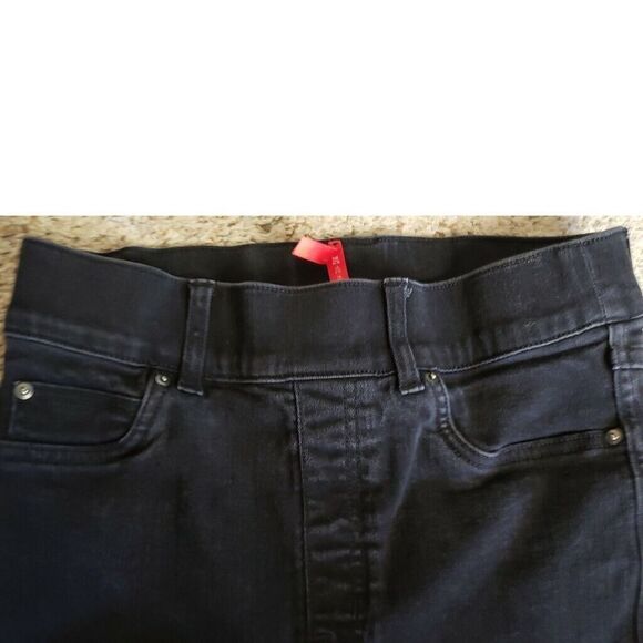 Spanx Black Pull On Denim Pants Skinny Jeggings High Waisted Womens Sz S Petite - Picture 10 of 13